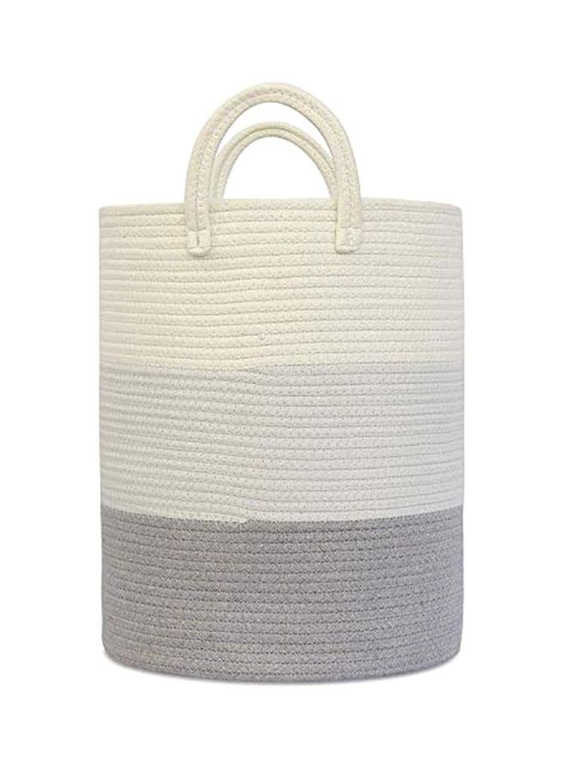 Portable Cotton Rope Laundry Basket White/Beige/Grey 15x18inch