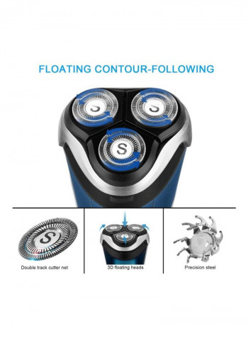 Rechargeable Waterproof Electric Shaver Blue/Silver/Black