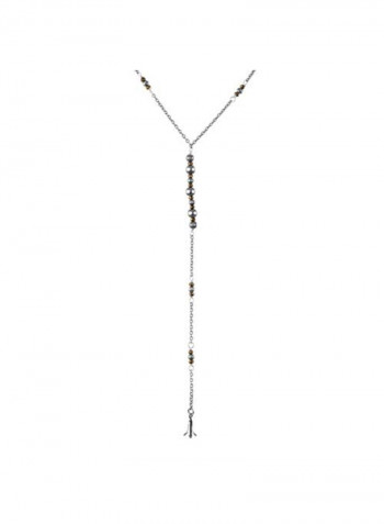 Sterling Pyrite and Stamped Bead Y-Necklace