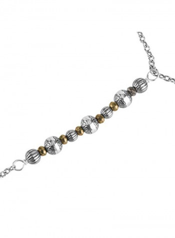 Sterling Pyrite and Stamped Bead Y-Necklace