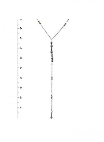 Sterling Pyrite and Stamped Bead Y-Necklace