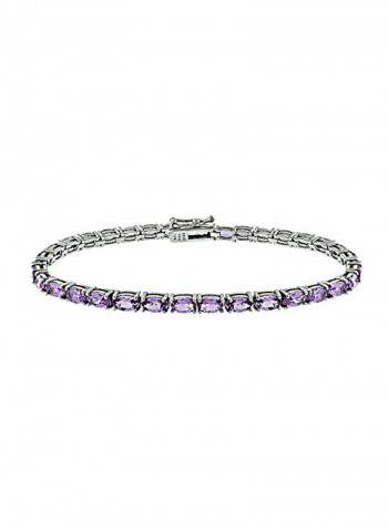 925 Sterling Silver Amethyst Studded Bracelet