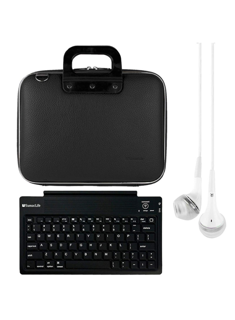 Cady Protective Case For Nuvision Tablet With Headphones And Wireless Keyboard Black