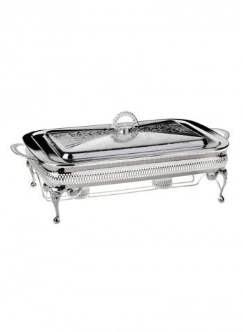 Large Oblong Casserole Warmer Silver 26x47x15centimeter