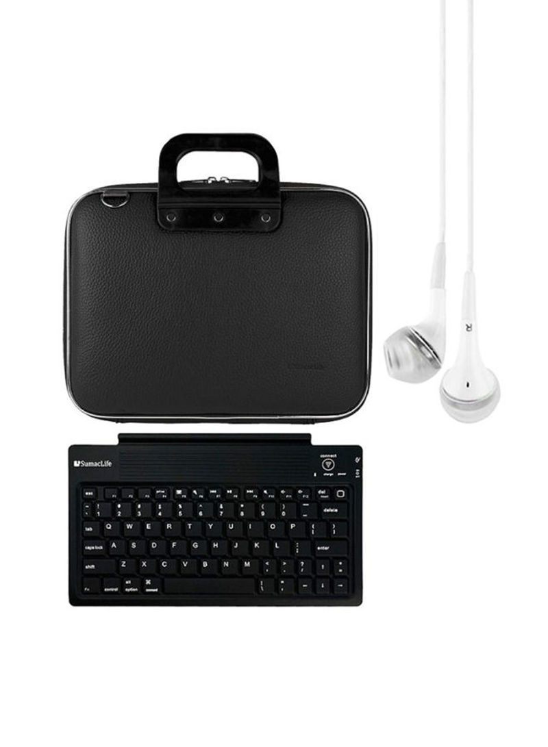 Cady Protective Case For Samsung Tablet With Headphones And Wireless Keyboard Black
