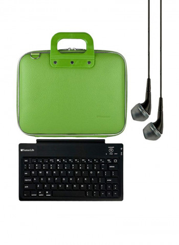 Cady Protective Case For Samsung Tablet With Headphones And Wireless Keyboard Green