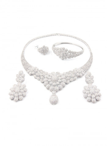 4-Piece Brass Zirconia Jewelry Set