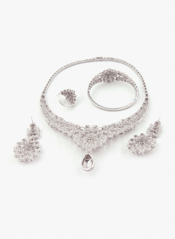 4-Piece Brass Zirconia Jewelry Set