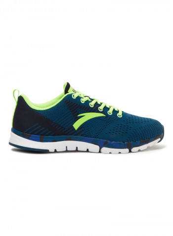 Lace-Up Running Shoes Dark Blue/Green/White