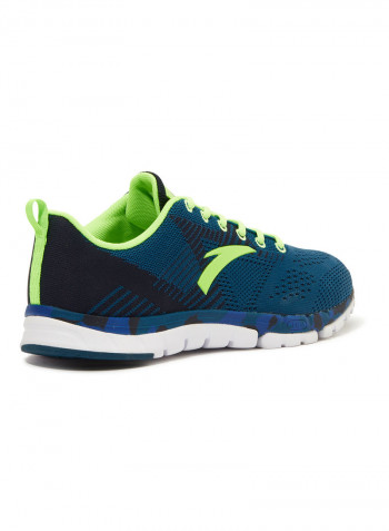 Lace-Up Running Shoes Dark Blue/Green/White