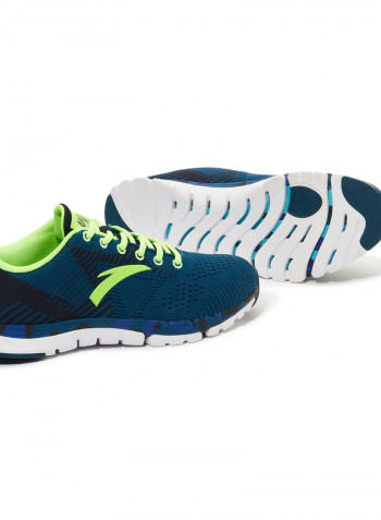 Lace-Up Running Shoes Dark Blue/Green/White
