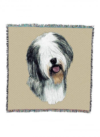 Sheepdog Woven Throw Blanket With Fringe Cotton Beige/White 54x0.2x54inch