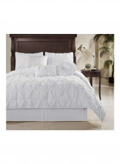 7-Piece Pintuck Duvet Cover Set Polyester White Queen