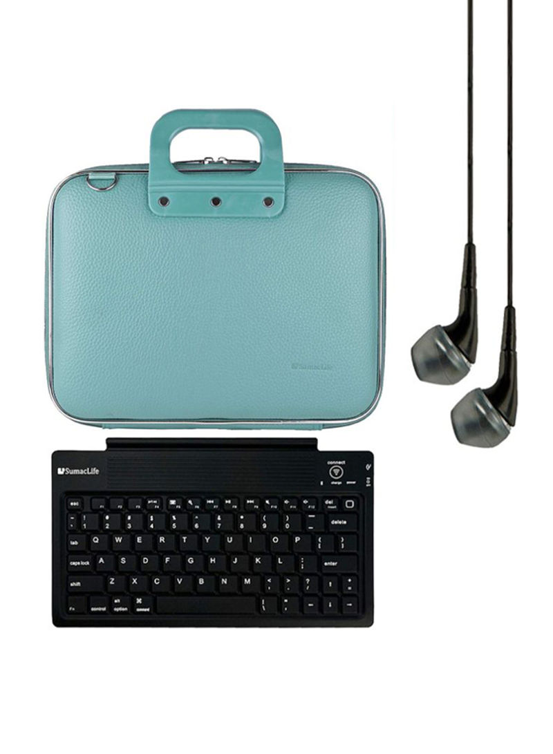 Cady Protective Case For Apple With Headphones And Wireless Keyboard Blue
