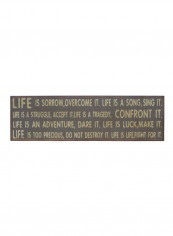 Life Is Sorrow Wood Antique Wisdom Wall Art Multicolour 11 x 11inch
