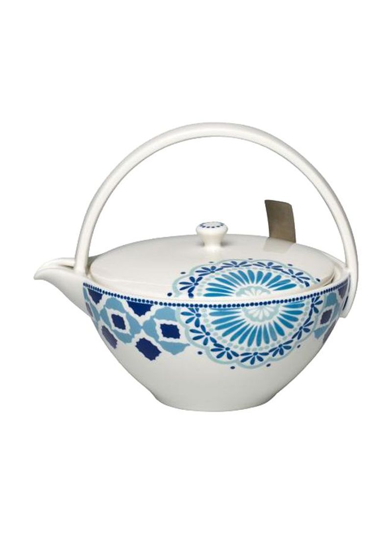 Medina Teapot With Lid White/Blue 1L