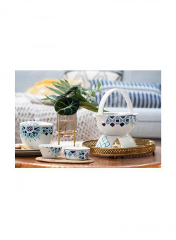 Medina Teapot With Lid White/Blue 1L