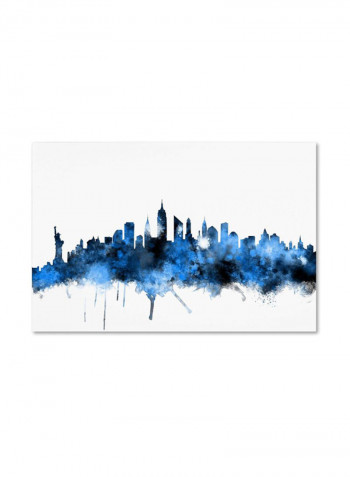 New York Skyline Ii Canvas Wall Art Blue/Black 16 x 24inch
