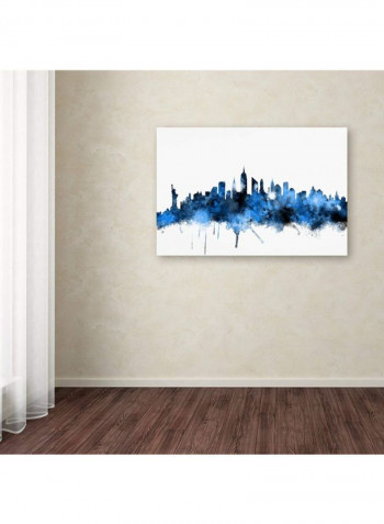 New York Skyline Ii Canvas Wall Art Blue/Black 16 x 24inch