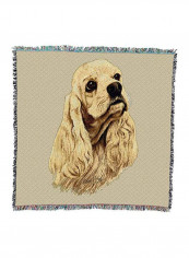 Spaniel Woven Throw Blanket Beige/Yellow 54x54inch