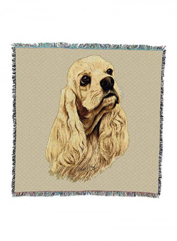 Spaniel Woven Throw Blanket Beige/Yellow 54x54inch