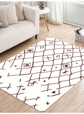 Bohemia Style Bathroom Non-slip Mat White 80(W)x120(L)centimeter