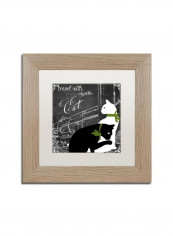 Travel With Your Cat Birch Frame Wall Art Black/White 11 x 11inch