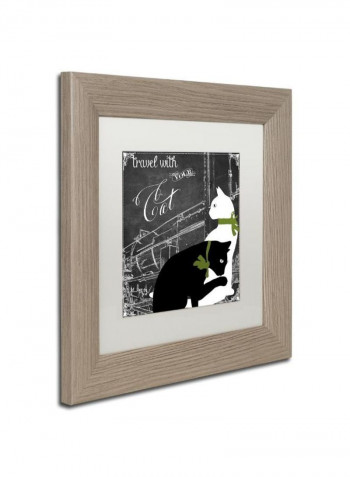 Travel With Your Cat Birch Frame Wall Art Black/White 11 x 11inch