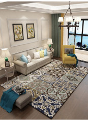 Color Block Retro Style Durable Mat Multicolour 80(W)x120(L)centimeter