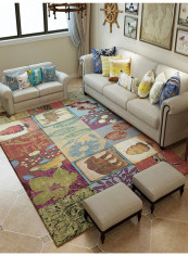 Vintage Style Living Room Non-Skid Floor Mat Multicolour 80(W)x120(L)centimeter