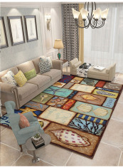 Vintage Style Soft Color Block Mat Multicolour 80(W)x120(L)centimeter