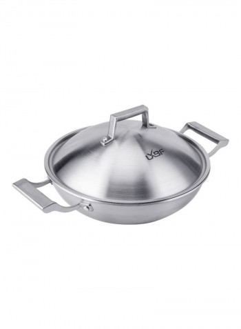 Compound Steel Non Stick Wok Cooking Pot Silver 48 x 13 x 34cm