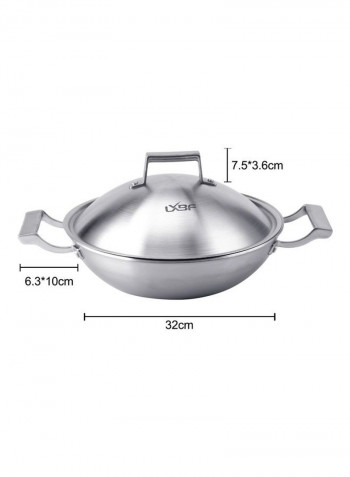 Compound Steel Non Stick Wok Cooking Pot Silver 48 x 13 x 34cm