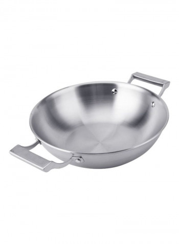 Compound Steel Non Stick Wok Cooking Pot Silver 48 x 13 x 34cm