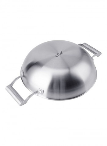 Compound Steel Non Stick Wok Cooking Pot Silver 48 x 13 x 34cm