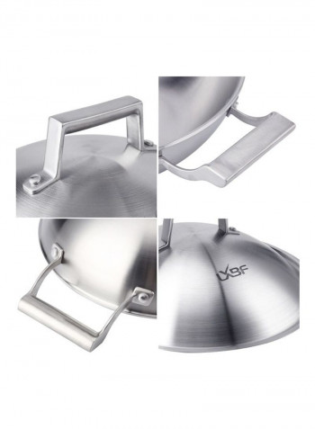 Compound Steel Non Stick Wok Cooking Pot Silver 48 x 13 x 34cm