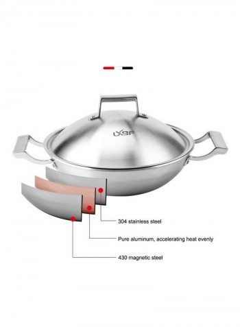Compound Steel Non Stick Wok Cooking Pot Silver 48 x 13 x 34cm