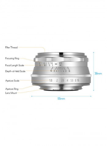 F1.8 Manual Focus Lens Large Aperture Silver/Black