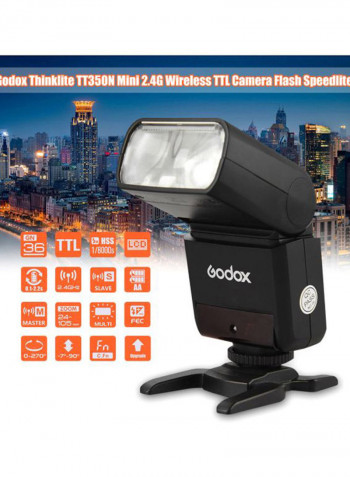 Thinklite TT350N Mini Wireless TTL Camera Flash Master And Slave Speedlite 16.5x6.5x8.7centimeter Black