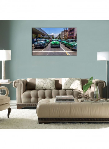 Decorative Wall Painting With Frame Green/Brown/Grey 60x90centimeter