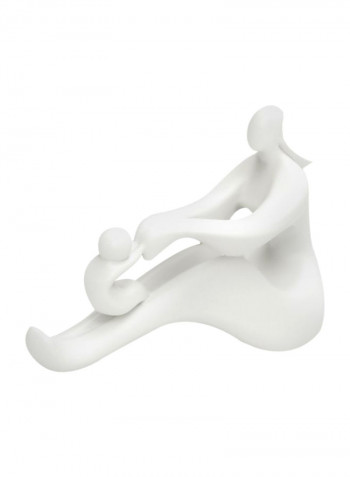 Decorative Mom And Child Sculpture White 40.5centimeter