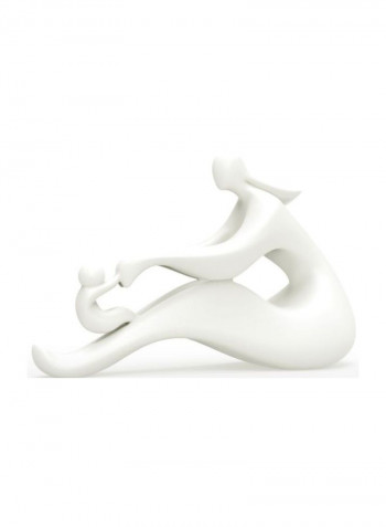 Decorative Mom And Child Sculpture White 40.5centimeter
