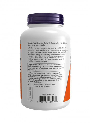 L-Citrulline Dietary Supplement - 180 Veg Capsules