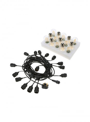 15-Piece LED Filament Lamp Socket Holder Black/Clear 48feet