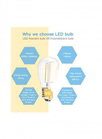 15-Piece LED Filament Lamp Socket Holder Black/Clear 48feet