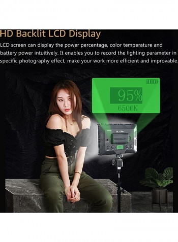 SL-150A Bi-Colour Soft Light Panel LCD Display with NP-F570 Battery and US Plug Battery Charger White