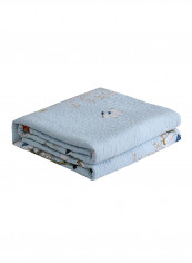 Floral Pattern Soft Blanket Cotton Blue 150x200centimeter