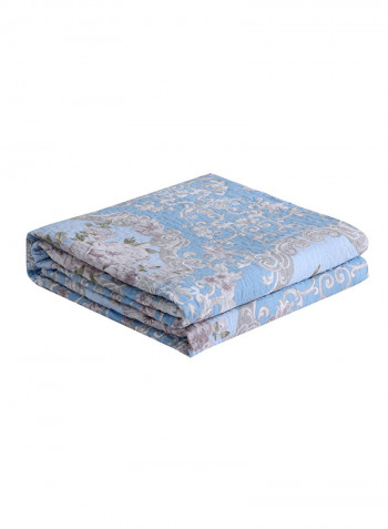 Flower Pattern Soft Blanket Cotton Blue 150x200centimeter