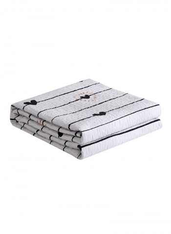 Heart Stripe Pattern Quilting Bedding Cotton Multicolour 150x200centimeter