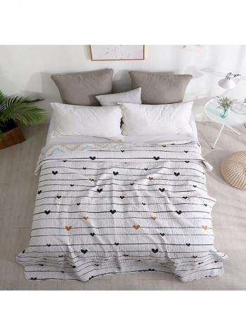 Heart Stripe Pattern Quilting Bedding Cotton Multicolour 150x200centimeter